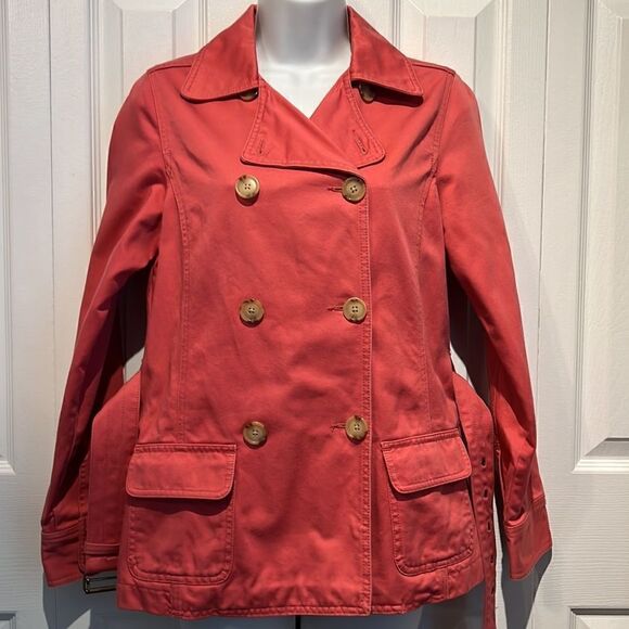 Old Navy Coral Double‎ Breasted Belted Jacket Size Small - Picture 12 of 13